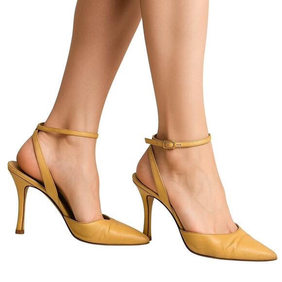 Manolo Blahnik Vintage Tan Slingback Heels Size 39.5 US 9.5 - Picture 2 of 11